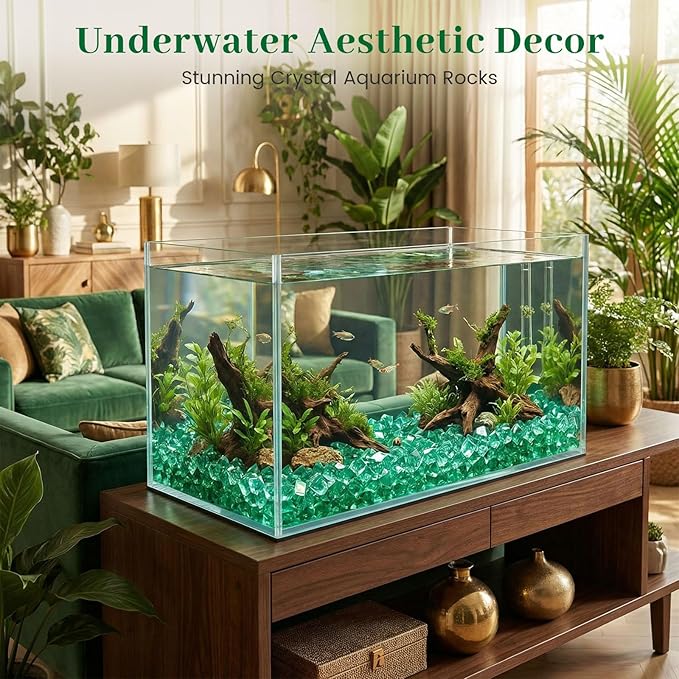 DomeStar 150PCS Fake Ice, Vase Fillers Green Acrylic Fake Diamonds Plastic Gems for Fish Tank Table Scatter Decoration
