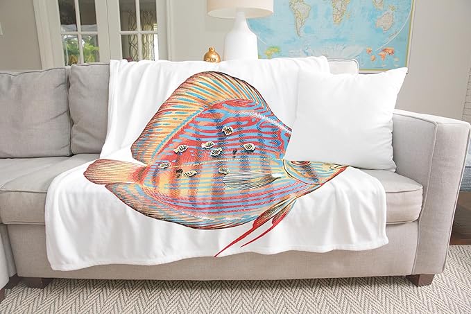 3dRose Discus Fish with Young Feeding Off of The Parent Fish Silktouch Minky Blanket