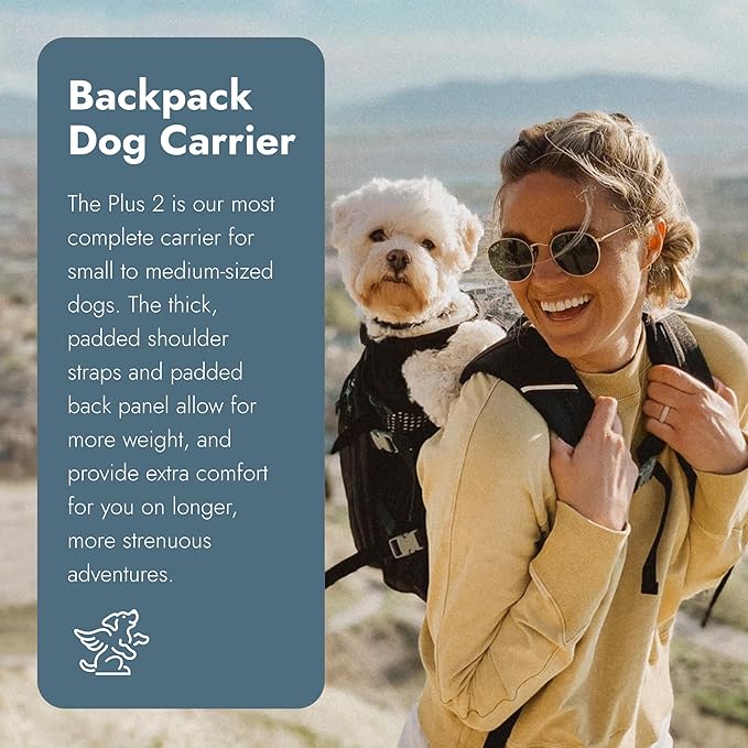 K9 Sport Sack Plus 2 - Large, Jet Black - Ideal for Dogs 20-22” Long - Adjustable, Backpack-Style Carrier with Multi-Functional Storage Pack, Thick Shoulder Straps & Padded Back Panel