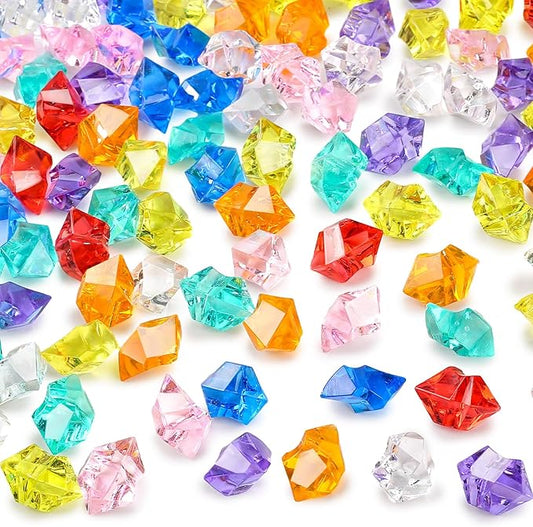 DomeStar 150PCS Multicolored Acrylic Fake Gems, Crushed Ice Rocks Pirate Treasure Jewels Vase Fillers, Table Scatter, Sensory Bin Filler, Photo Props, Pirate Party Favors Easter Decor