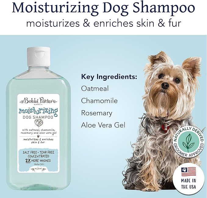 Bobbi Panter Oatmeal Dog Shampoo Aloe Vera, Chamomile & Rosemary – Moisturizing Natural Formula for Dry Skin, Tear-Free, 30:1 Concentrate, 14 oz (Case of 12)