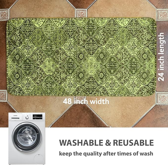nunubaby 4PACK Washable Pee Pads for Dogs, Stylish, Non-Slip and Leak-Proof Pee Pads. Reusable Potty Pads for Dogs for Crates and Floors.(Green/Multi,24" x48" )