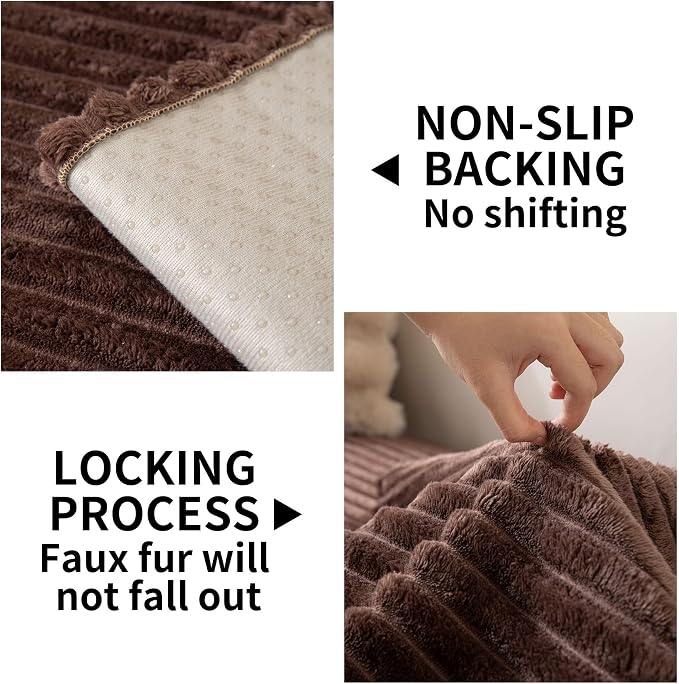 HAOMAIJIA Waterproof Couch Cover for Dogs Washable,Faux Fur Pet Couch Covers for Sofa,Soft Dog Bed Cover Non-Slip Couch Covers for 3 Cushion Couch Sofa Pet Friendly (Brown, 35" x 62" 1 Pack)