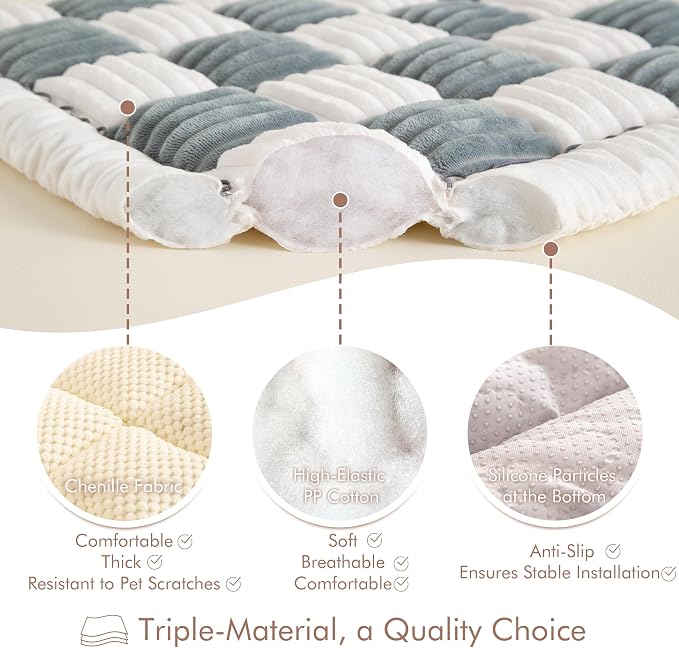 Couch Cover for Sofa, Sectional Couch Cover for Dogs, Sofa Cover Washable, Cushion Cover Blanket Pad Bed Mat for Pets, Chenille Furniture Protector, White, 27.6x59in