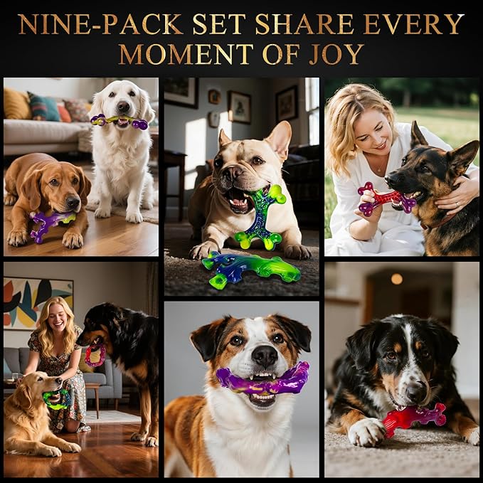Lot de 9 jouets indestructibles pour chiens masticateurs agressifs, jouets à mâcher durables pour grands chiens, jouet pour chien destructeur de grande race, un super ensemble pour le bonheur de tous les chiens