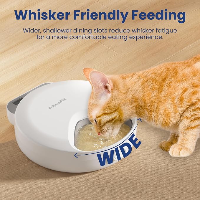 Smart 4-Meal Automatic Wet Food Pet Feeder, 4-Cup Capacity | Programmable Timer for Wet & Dry Food, Cordless, with Ice Packs, Dog & Cat Feeder, White