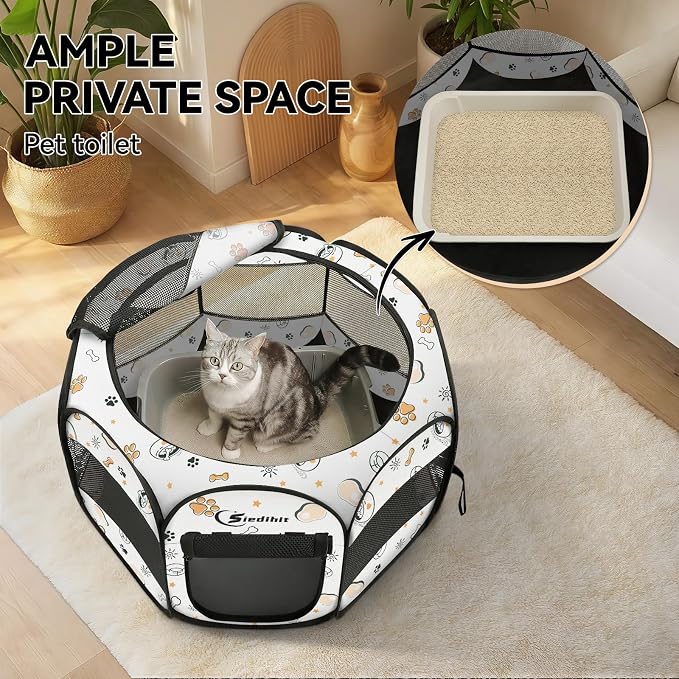 Siedihit Dog Cat Playpen, Puppy Pet Playpen Indoor for Small Dog Crate Tent | Cage Outdoor, Portable Pop Up Dogs Enclosure Kennel with Carrying Case for Dogs/Cats/Rabbits (Cute, Small)