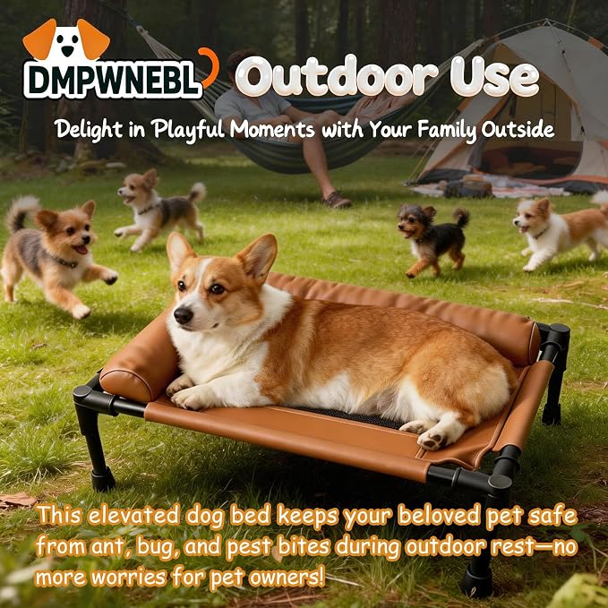 Small Elevated Dog Bed,Cooling Hammock with Soft Edge Pillow,Features Non-Slip Base Portable Pet Travel Cot,Indoor Outdoor Universal(31.5" L x 23.62" W x 6.69" H)