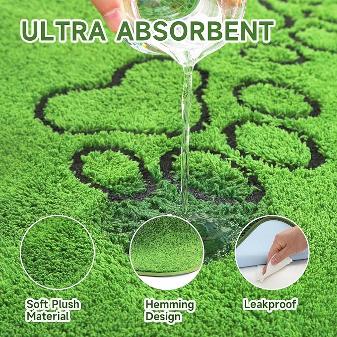 Homimp Washable Pee Pads for Dogs, 4 Pack Super Absorbent Reusable Puppy Pads, Green Long Wool Fake Grass for Potty Training, Upgrade Non-Slip and Leak-Proof,Floor, Couch, Bed, and Crate,Green 30"×34"