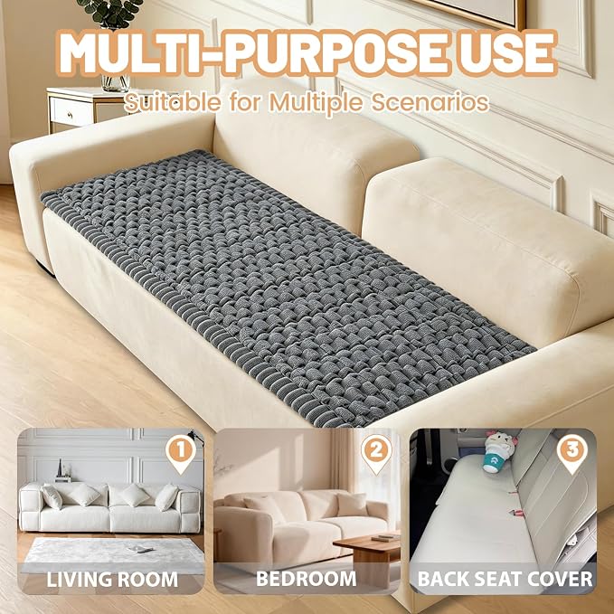 Couch Cover for Dogs Washable,Non Slip Fuzzy Durable Pet Friendly Cozy | Soft Slipcovers for 3 Cushion Sofa Cover,Plush Thick Protector Fits Mat Bed Leather & Fabric Couches (Grey 27.6"x70.9")