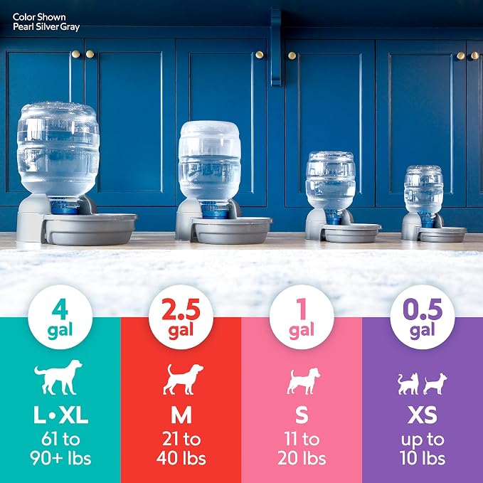 Petmate Replendish Gravity Automatic Dog Water Dispenser Pet Waterer and Pet Feeder Set with Microban Protection Base, 100% BPA Free, Wide Mouth Bowl - 1 Gallon Water, 5 lb Food