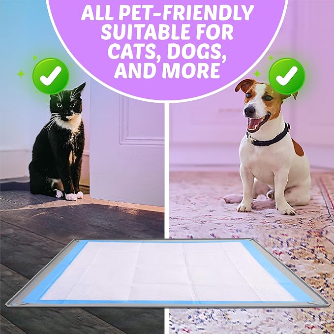 Dog Pee Pad Holder Tray Fits for 28” x 34” Pee Pads - 1 Pack - Light Grey | Corner Lock Holes, Raised Edges, Non-Spill, Easy to Clean Silicone Dog Potty Tray Holder, For Indoor Floor Protection