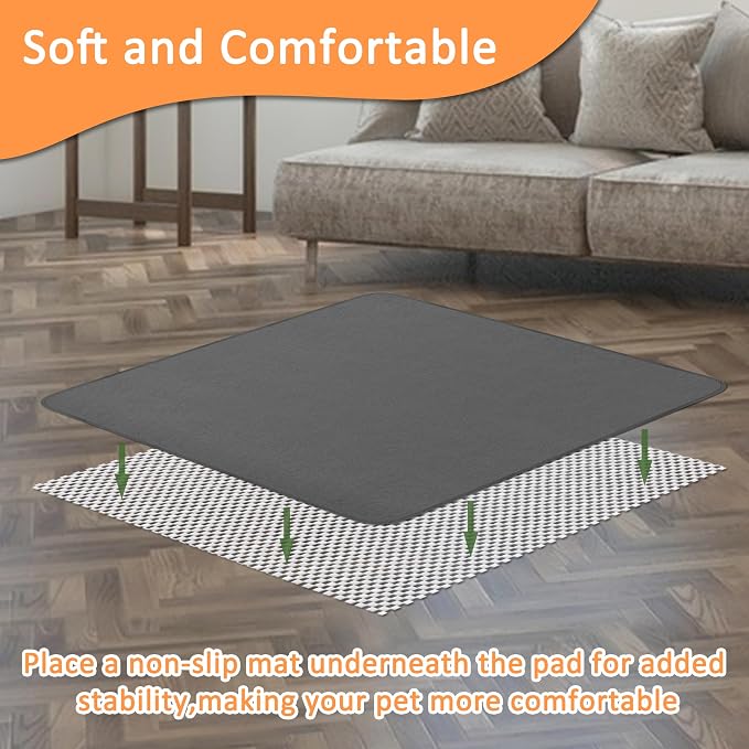 Bunlitent Washable Pee Pads for Dogs, 72'' x 72'', 3 Packs, Extra Large | Grey, Extra Large, Quick-Dry, Non-Slip, Waterproof Reusable, Quick Dry, For Puppy, Senior Dog, Incontinence, Whelping Pads