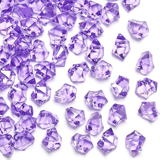 DomeStar Purple Fake Ice Rocks, 150PCS Acrylic Gems Crystals Plastic Diamonds Centerpiece for Vase Fillers Wedding Party Table Scatter