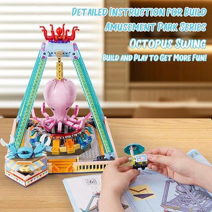 Building Blocks Set,Octopus Swing Amusement Park Building Blocks Toy,Blocks Toy Model Gift for Kids and Adults(1189PCS)