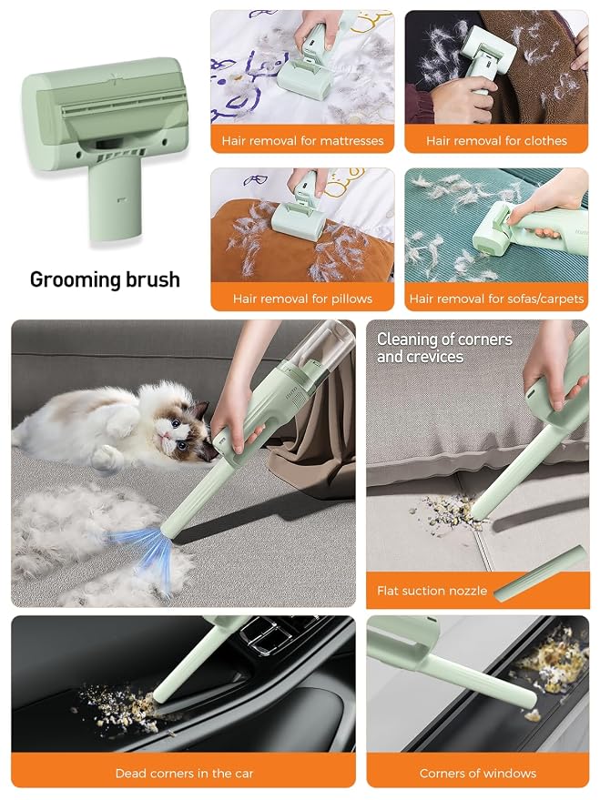 Dog Vacuum For Shedding Grooming, Pet Grooming Vacuum For Dogs Cat, Vacuum Pet Hair Remover Tool with Slicker Deshedding Dog Brush for Shedding Dematting Comb Kit