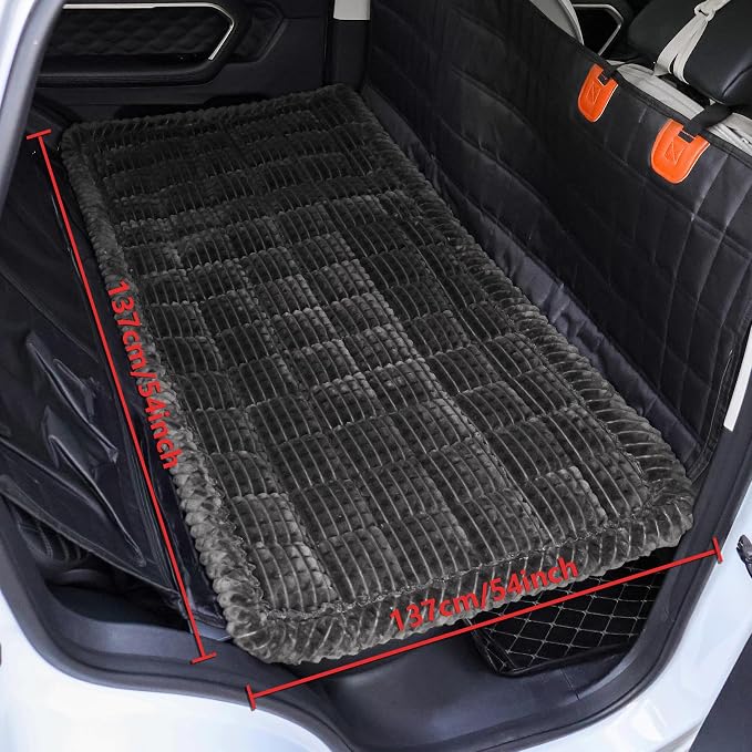Washable Large Dog Bed for Cars, Dog Car Seat Cover for Backseat, Anti-Slip Pet Sleeping Mat, Car Seat Protector, Travel Pet Pad for Trucks and SUV (Black, 24.8" x 54")