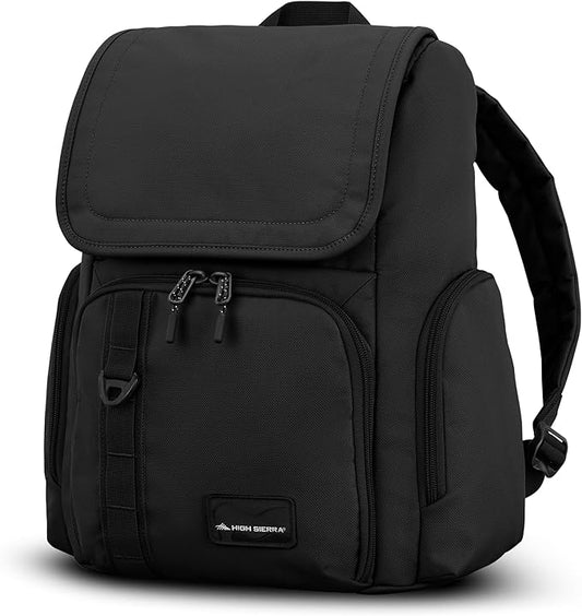 High Sierra Lineage Flap Backpack- Black