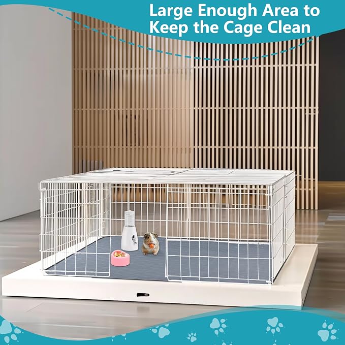 Bunlitent Washable Guinea Pig Cage Liner, 24x47 (3 Pack), for Small Animals | Waterproof, Reusable, Anti Slip, Guinea Pig Bedding Fast and Super Absorbent Pee Pad for Midwest Cage Area, Grey