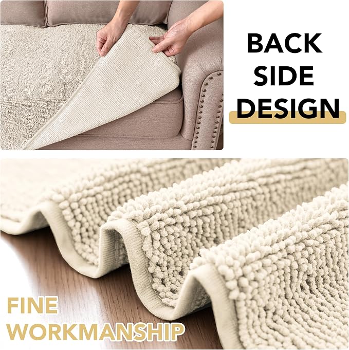 H.VERSAILTEX Non Slip Pet Couch Cover Chenille Dog Bed Protector Thick Soft Sofa Slipcover Pet Friendly Washable Couch Cushion Covers for Pets (30" x 70", Ivory)