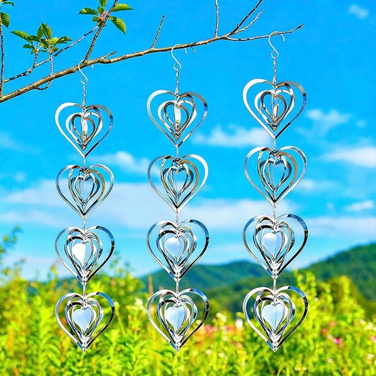 Reflective Bird Deterrents for Outside – Bird Repellent Devices Outdoor – 3D Wind Spinners Outdoor Garden Decor –3 Set Bird Repellent to Keep Woodpecker & Pigeons Away from Window Roof (Style 3)