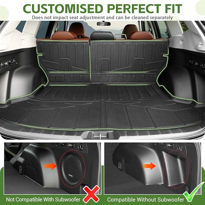 Cargo Liners for 2019-2024 Subaru Forester Without Subwoofer Trunk Mat with Seat Back Cover Accessories, All Weather Rear Cargo Mat Backrest Protector