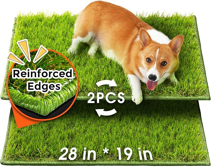 Hompet Artificial Grass for Dogs, 28"x19", Professional Dog Grass Mat, Easy to Clean with Drainage Holes, Potty Training Pad and Replacement Fake Grass Turf, Outdoor Rug Patio Lawn Decoration