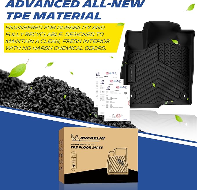 Michelin Vehicle Mats, Premier Series All-Weather TPE Custom Fit Liner for Honda HR-V LX/EX-L/Sport 2023-2026 Gasoline & Hybrid & Acura ADX 2025-2026, without Premium Audio System, Floor Mats(6 Piece)