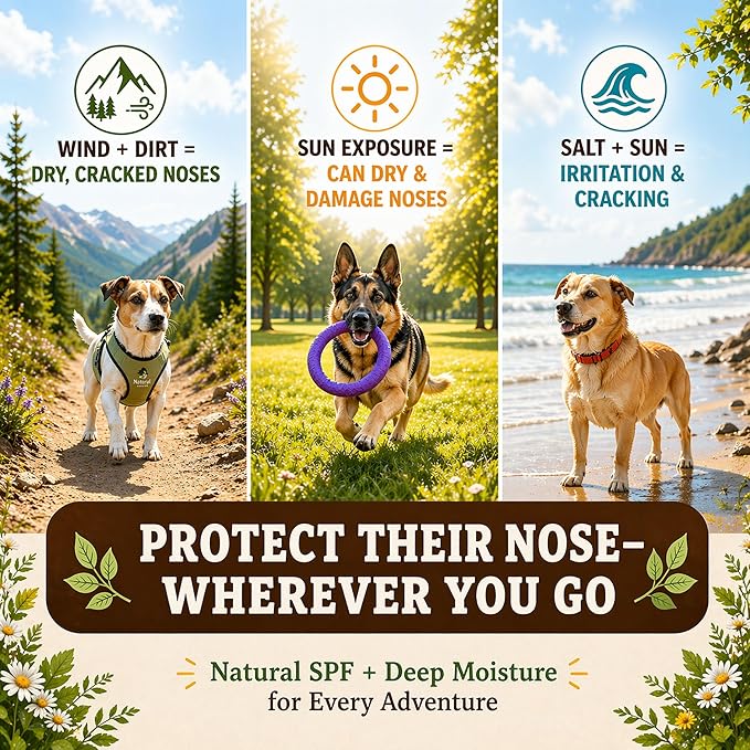 Natural Dog Company Snout Soother Dog Nose Balm – Moisturizing Care for Dry, Crusty, Cracked Noses with Coconut Oil & Shea Butter, Lick Safe Dog Snout Balm for All Breeds – 0.15 oz Travel Stick