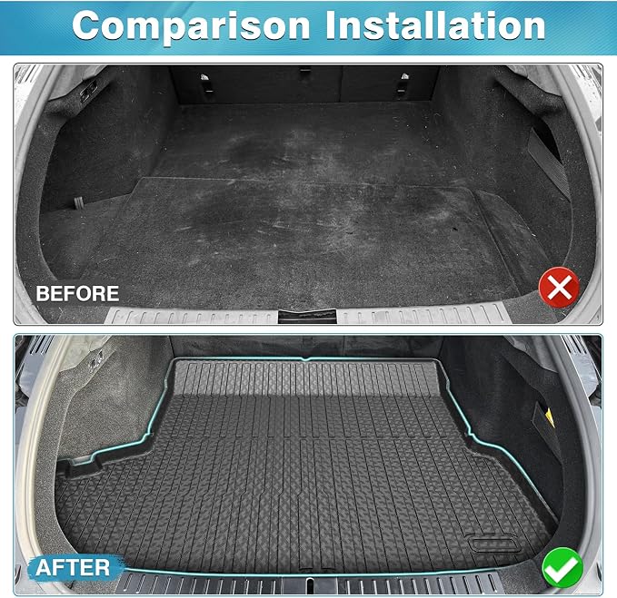 Mixsuper Custom Fit Cargo Liner for 2021-2025 Tesla Model S Long Range/Plaid All Weather Trunk Liner Rear Cargo Mat Black (Not Fit 2012-2020 Model S)
