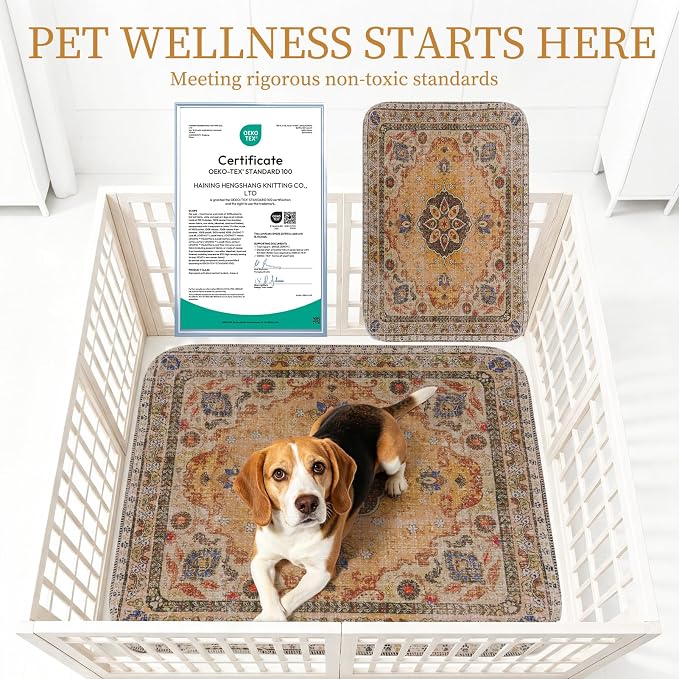 Homimp Washable Pee Pads for Dogs, 2 Pack Reusable Puppy Pads Waterproof, Absorbent and Leakproof Dog Pee Pads, Non Slip Puppy Training Pads, Pet Mat for Floor,Crate,Couch,Whelping,Khaki, 36"x36"