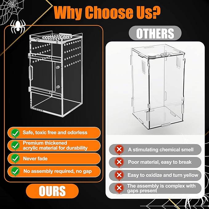 Acrylic Jumping Spider Enclosure Tarantula Enclosure, Full Transparency Spider Enclosure Spider Terrarium Jumping Spider Habitat, Insect Terrarium Bug Enclosure, Arboreal Tarantula Enclosure