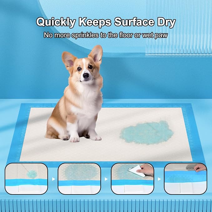 Gardner Pet Ultra Absorbent Thicker Dog Pee Pads Extra Large XL 27.6"x33.5" Leak-Proof Odor-Control Blue Puppy Training Pads Full Edge-Wrapping Pad for Dogs, Puppies, Doggie, Cats, Rabbits - 18 Ct