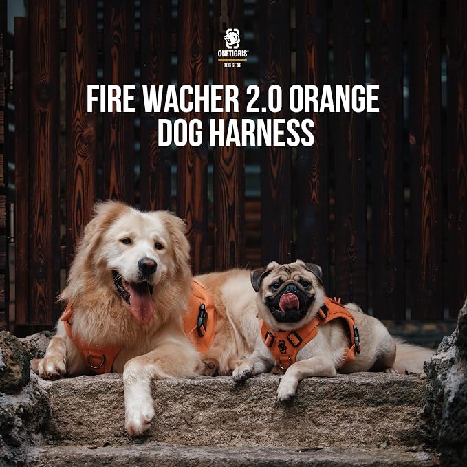 OneTigris Tactical Dog Harness Vest No-Pull Service Dog Vest for Small Dogs | 1000D Pullable Nylon, with Control Handle and Hook & Loop Panels, Easy On & Off, Adjustable for Walking Training Orange XXS
