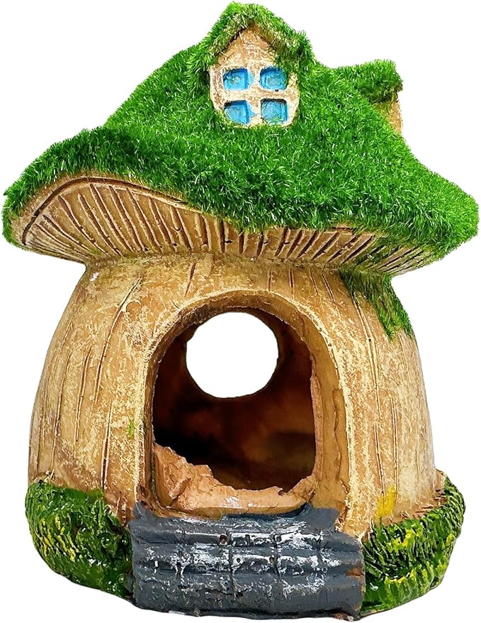 Aquarium Decoration House Resin Hollow Hide House Betta Fish Log Moss Cave Ornament Tank Hideaway Accessories for Mini Small Fish Shrimp