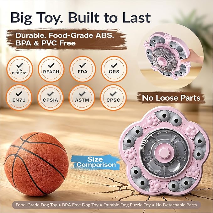 KADTC 3-Level Dog Puzzle Toy, Spin to Release Treat Dispenser, Slow Feeder | LARGE SIZE - Slide, swing, sniff, search: 4 play modes curb boredom, channel energy, build focus, deliver mental stimulation.