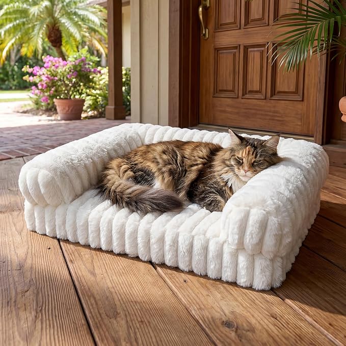 Cat Couch, Orthopedic Pet Bed, Washable Medium Pet Sofa Bed for Puppy and Small to Large Kitten with Anti-Slip Bottom, Fits Up to 65lbs Pets Cat Beds Self Warming