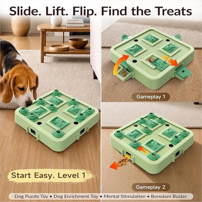 KADTC 3-Level Dog Chess Puzzle Toy, Brain & Mental Stimulation, Smart Dogs | Large size. Beginner-to-Advanced challenge beats boredom, burns energy, builds focus, slows eating, rewards sharper thinking.