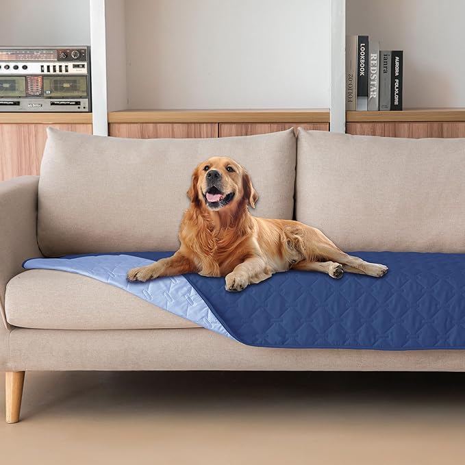 gogobunny Waterproof Blanket, Couch Covers for Dogs, Reversible Protector | 3X Stronger Leakproof, Scratch Proof Durable Furniture Protection, Stain Resistant, Washable, 30x70 Inch Dark/Light Navy
