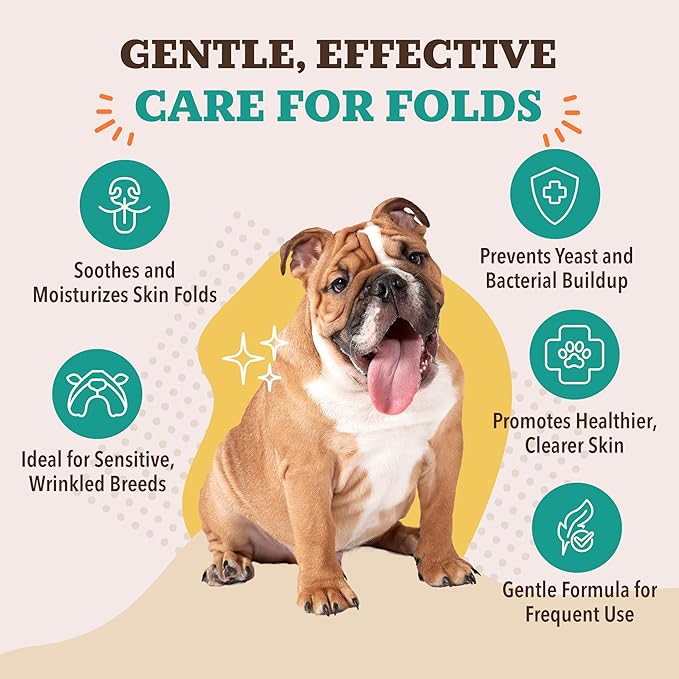 Natural Dog Company Wrinkle Balm for Dogs – Dog Wrinkle Balm for Skin Folds, Facial Creases & Wrinkles, Lick-Safe Wrinkle Cream for Bulldogs, Pugs & Bully Breeds, Daily Skin Care, 0.15 oz Stick