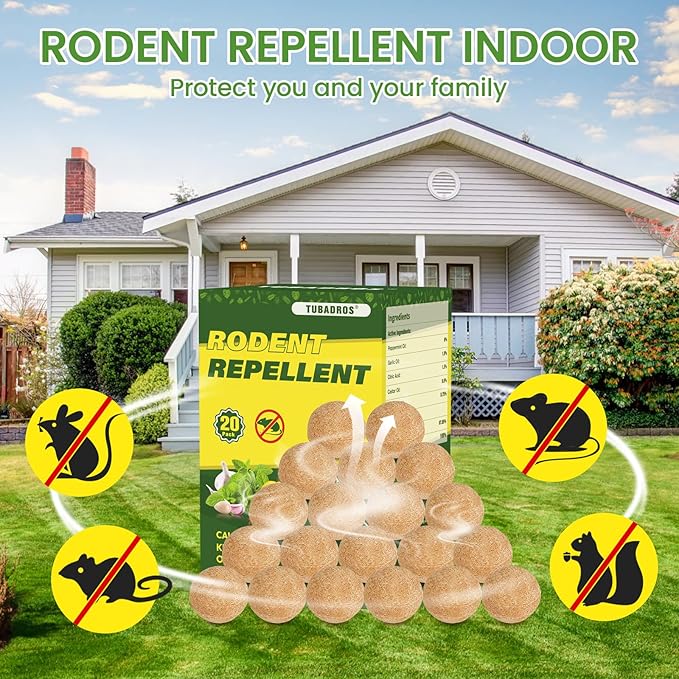 20 Pack Rodent Repellent, Peppermint Oil Moth Ball to Repel Mice and Rats, Mouse Repellent, Mice Repellent, Rat Repellent, Rodent Repellent for Cars,Garden, Indoor Use
