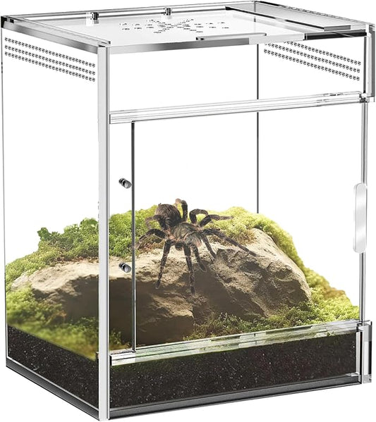 Jumping Spider Enclosure, Compact Acrylic Terrarium for Jumping Spiders, Tarantulas, and Praying Mantis - Small Insect Habitat Enclosure with Transparent Design (5.9x5.9x9.0 Inch)