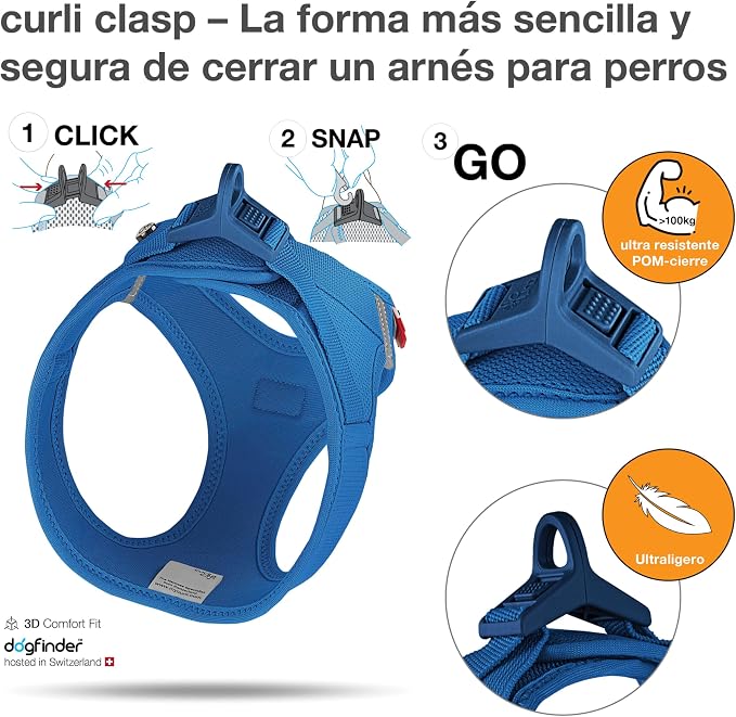 Vest Harness curli Clasp Air-Mesh Blue L
