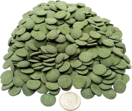 Aquatic Foods Inc. 12mm - 1/2" Spirulina, Algae, & Veggie Sinking Wafers for All Bottom Feeding Fish, Plecos, Catfish, Shrimp, Snails, Crabs. All Tropical Fish.…1/4-lb Foil Pouch Bag