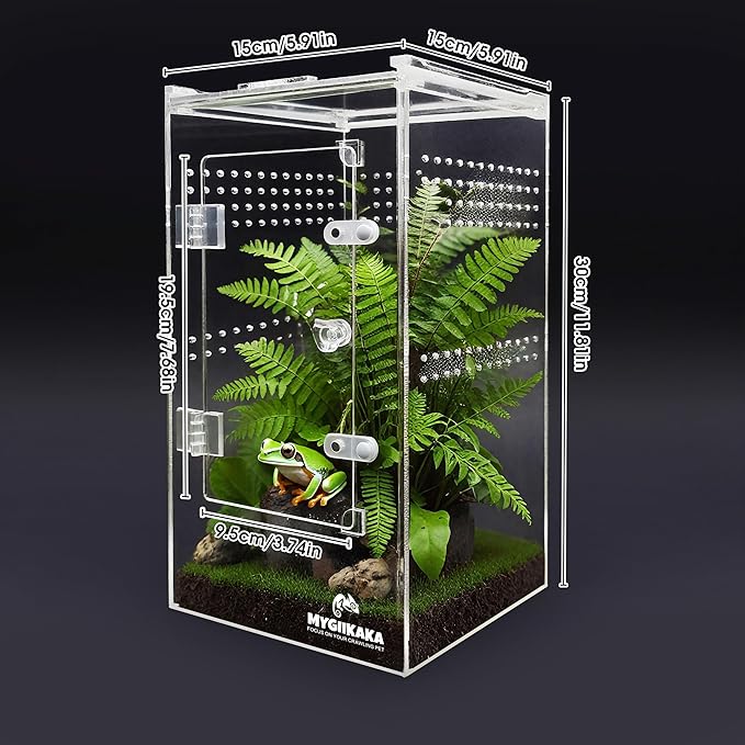 MYGIIKAKA Jumping Spider Enclosure Accessories, Tarantula Spider Box, Bug Cage, Praying Mantis Habitat Enclosure, Snail Insect Terrarium, Caterpillar Habitat (6x6x12 inch)