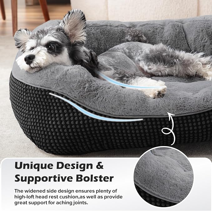 Large Dog Beds Large Sized, Washable Orthopedic Warming Soft Sleeping Durable with Anti-Slip Bottom