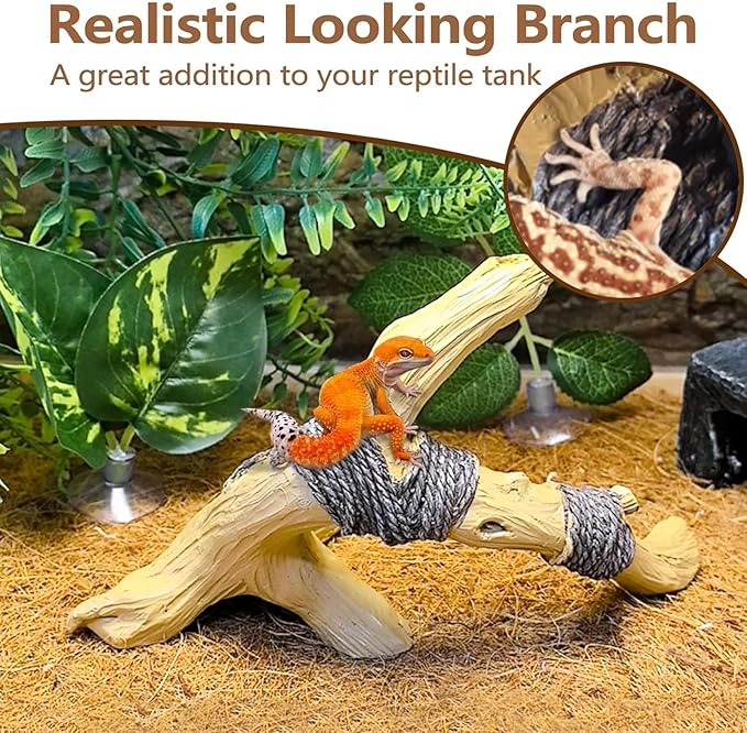 Tfwadmx Snake Climbing Branch, Reptile Wood Trunk Branches Decor Resin Reptile Climbing Wood Branches Gecko Tank Branches Decor Chameleon Cage Accessories for Lizards, Tarantulas, Frogs