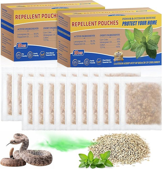 20 Pack Snake Repellent for Indoor & Outdoor Use, Natural Snake Away for Yard Powerful, Safe for Kids&Pets, Reptile Deterrent Pouches Repels Against Poisonous and Non Poisonous Species