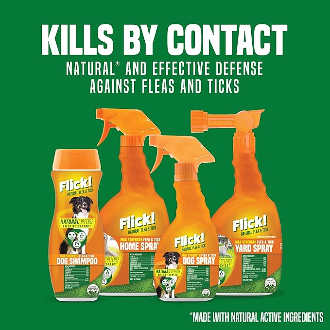 Flick! Max Strength Flea Shampoo for Dogs, Natural Flea and Tick Prevention for Dogs, Safe and Powerful Treatment & Control, Made in USA, 20oz