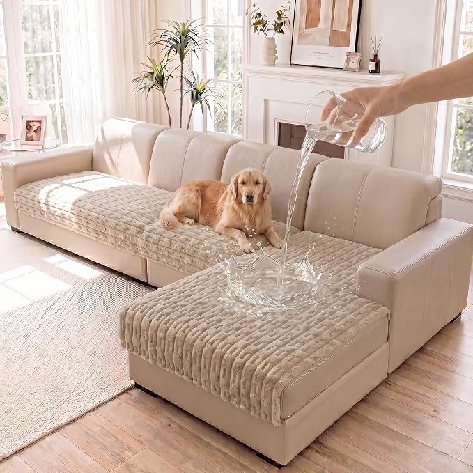 FUANGUI 2 Pack Waterproof Couch Cover for Dogs for Sectional Sofa | Washable Pet Couch Covers for Pets, Non Slip 2 PCS L Shaped Sofa Slipcover, Sofa Covers for 3 Cushion Couch Sofa Pet Friendly